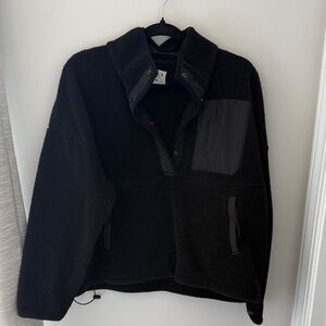 Black Fleece Pullover with Pocket